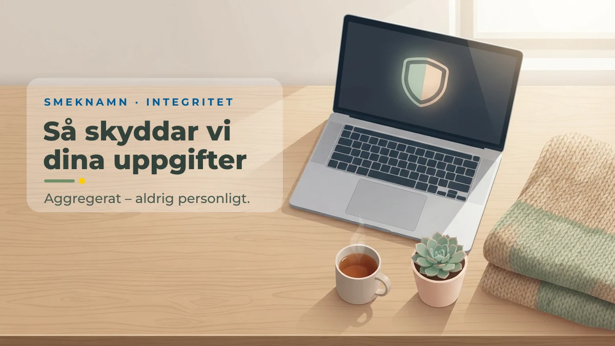 Bärbar dator med sköldsymbol – så skyddar Smeknamn dina uppgifter