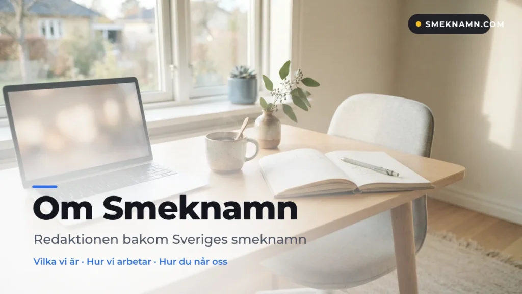 Om Smeknamn – skrivbord hos redaktionen bakom sajten för smeknamn